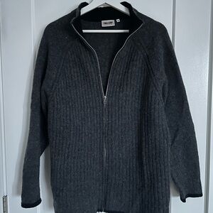 Men's Dark Gray Wool Zip-Up Sweater